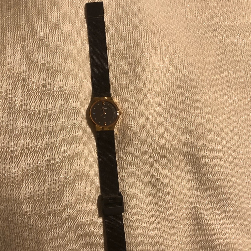 Skagen Black and rose gold tone lady Watch